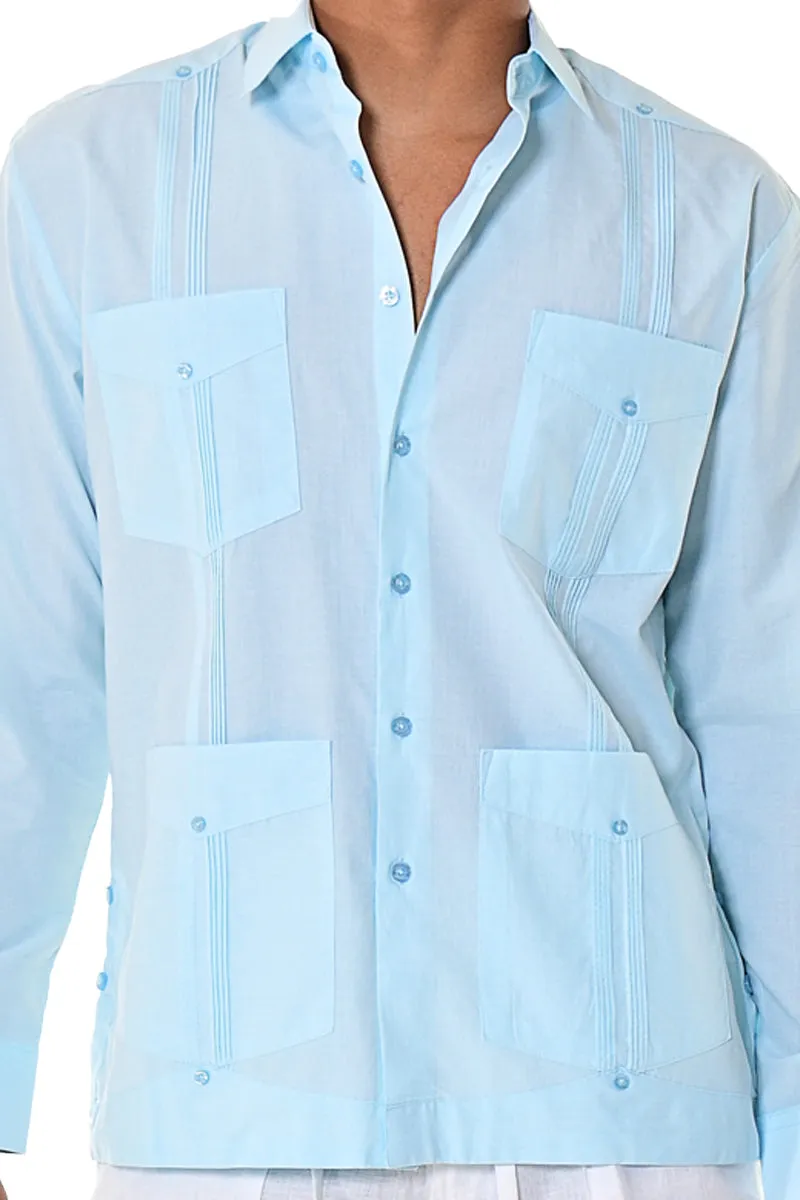 Bohio Mens Cuban Guayabera Shirt L/S w/Traditional 4 Pocket in (6) Colors MTCG1742