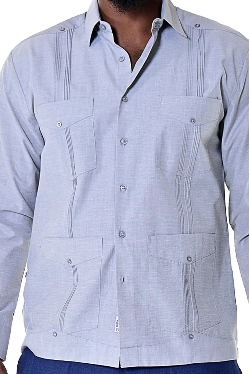 Bohio Mens Cuban Guayabera Shirt L/S w/Traditional 4 Pocket in (6) Colors MTCG1742