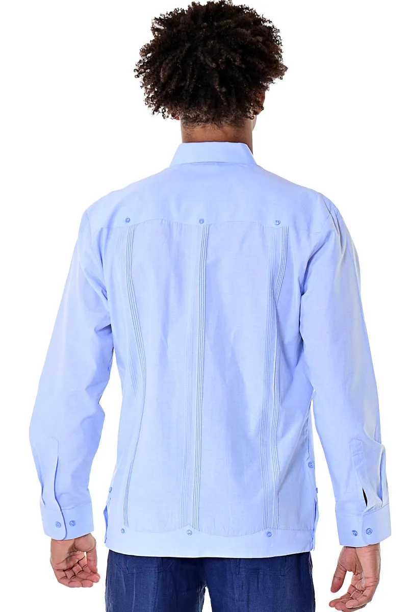 Bohio Mens Cuban Guayabera Shirt L/S w/Traditional 4 Pocket in (6) Colors MTCG1742