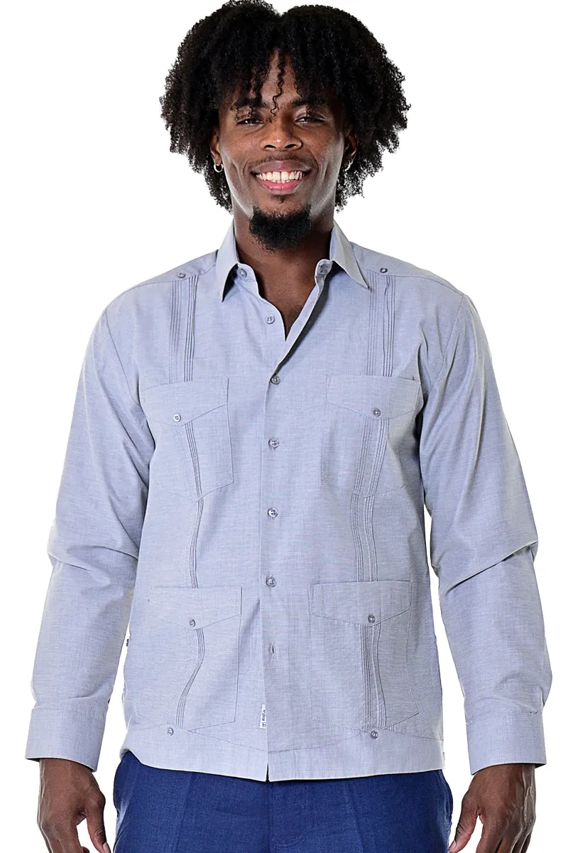 Bohio Mens Cuban Guayabera Shirt L/S w/Traditional 4 Pocket in (6) Colors MTCG1742