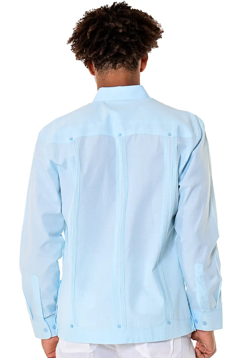 Bohio Mens Cuban Guayabera Shirt L/S w/Traditional 4 Pocket in (6) Colors MTCG1742