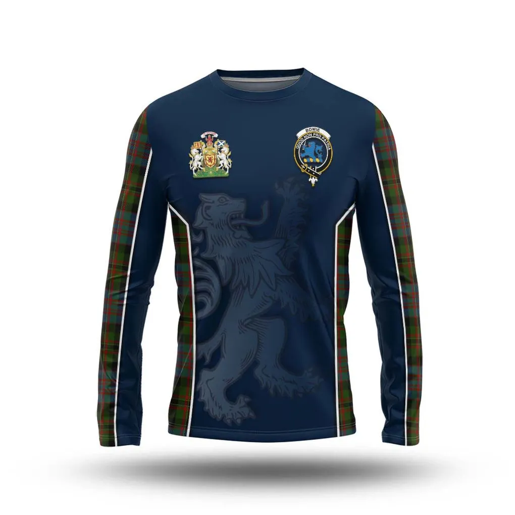 Bowie Tartan Long Sleeve T-Shirt with Family Crest and Lion Rampant Vibes Sport Style