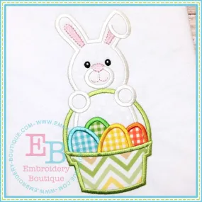 Boy Bunny Basket Applique