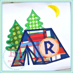 Boy Camping Tent Applique