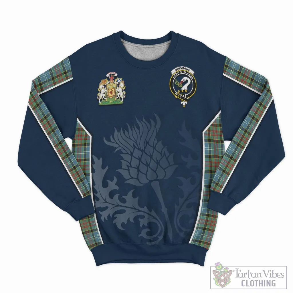 Brisbane Tartan Sweatshirt with Family Crest and Scottish Thistle Vibes Sport Style