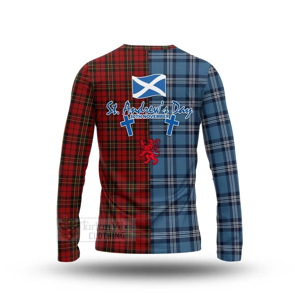 Brodie Tartan Long Sleeve T-Shirt Happy St. Andrew's Day Half Tartan Style