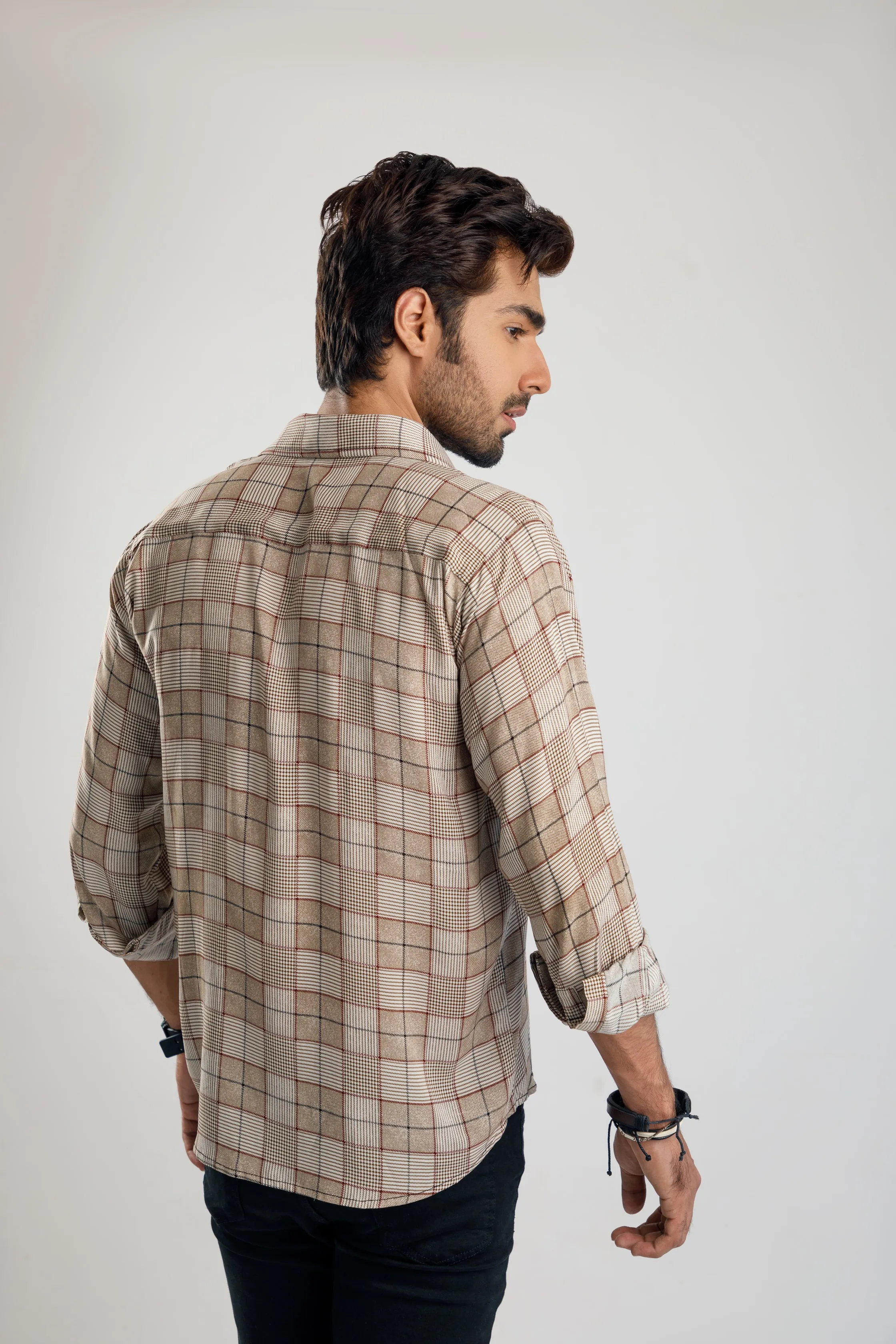 Brown Chequered world  printed shirt