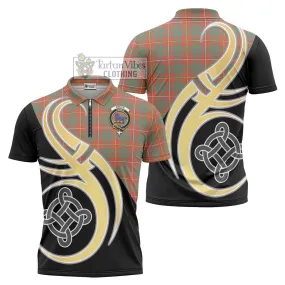 Bruce Ancient Tartan Zipper Polo Shirt with Family Crest and Celtic Symbol Style