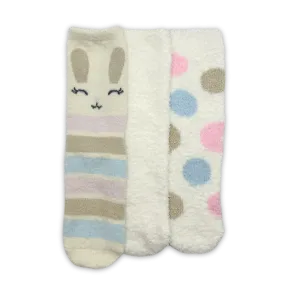 Bunny Stripes and Polka Dots 3-Pack Cozy Crew Socks