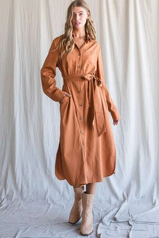 Button Down Midi Shirt Dress