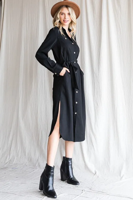 Button Down Midi Shirt Dress