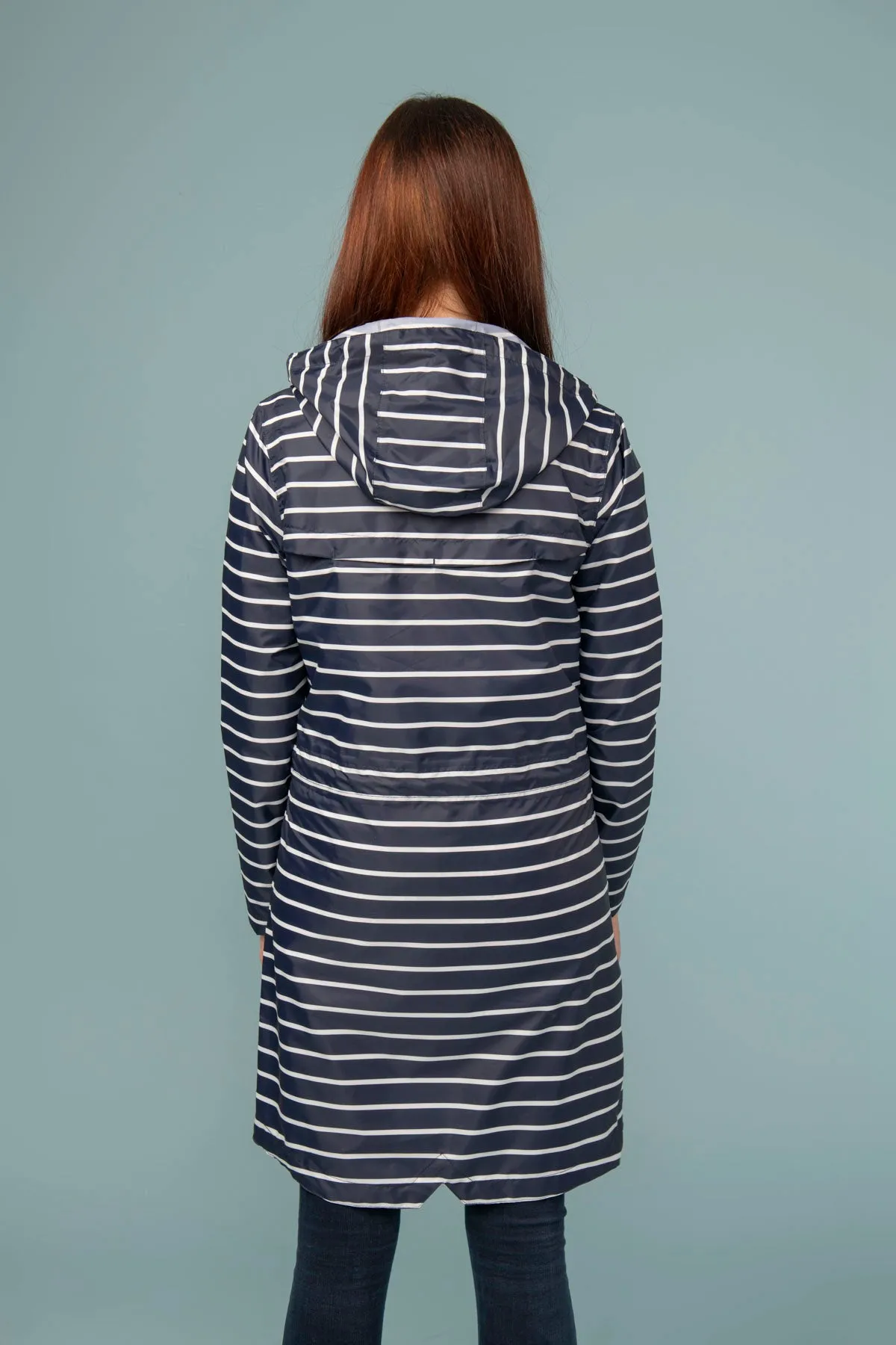 Cara Rain Parka - Navy Stripe