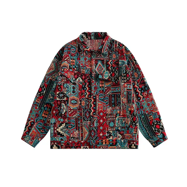 Casual Retro Graphic Loose Jacket