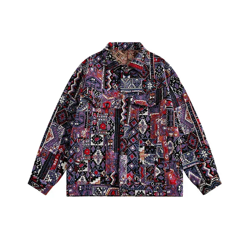 Casual Retro Graphic Loose Jacket