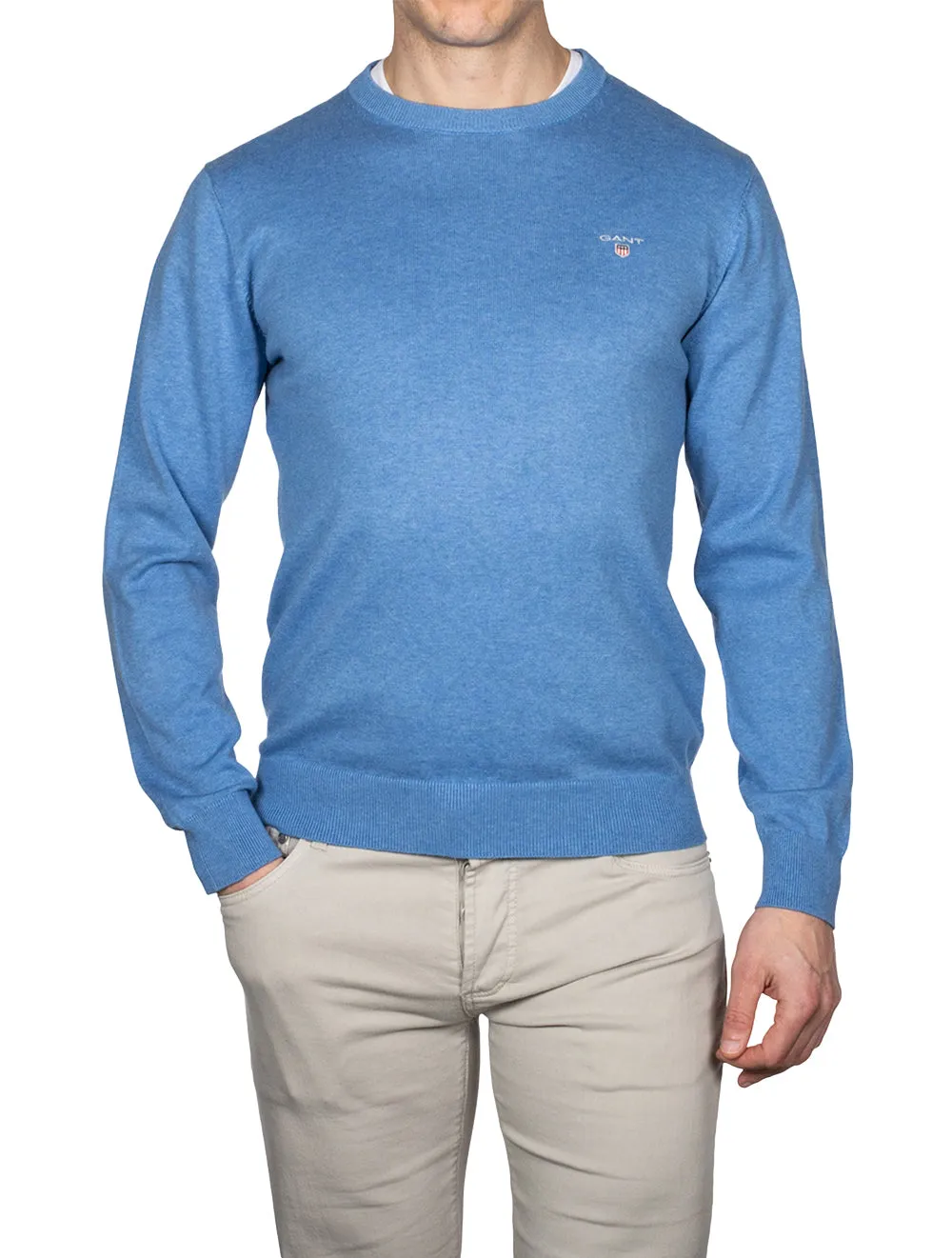 Classic Cotton C-neck Blue Melange