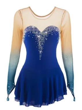 Competition Skating Dress, Blue Ombre Sleeves BSU050121