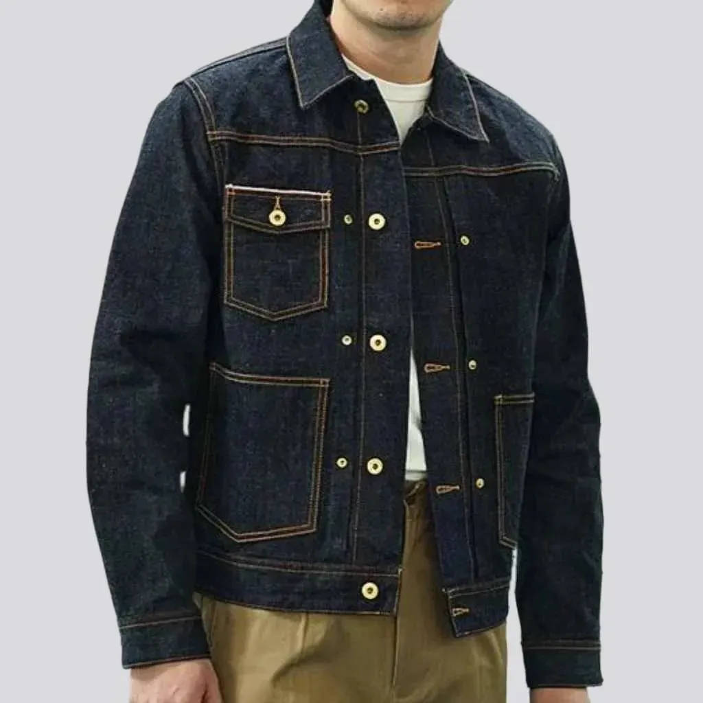 Contrast stitching denim jacket