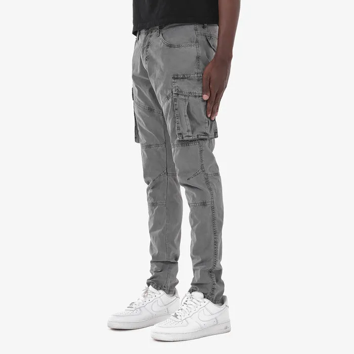 Copper Rivet- Pastel Color Crisp Twill Cargo Pants (Grey)