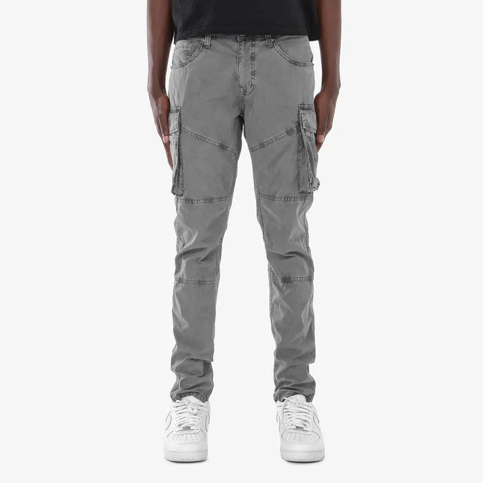 Copper Rivet- Pastel Color Crisp Twill Cargo Pants (Grey)