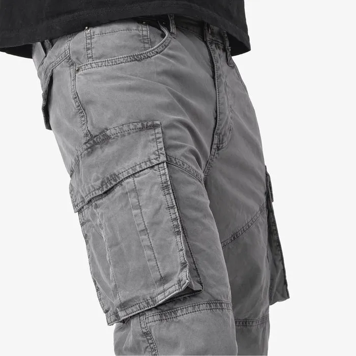 Copper Rivet- Pastel Color Crisp Twill Cargo Pants (Grey)