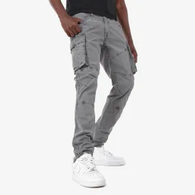 Copper Rivet- Pastel Color Crisp Twill Cargo Pants (Grey)