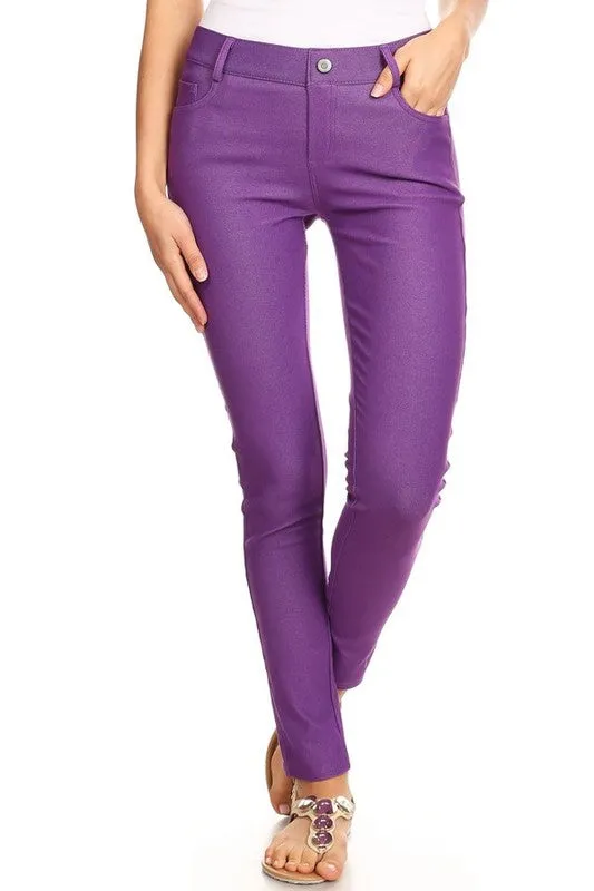 Cotton-Blend 5-Pocket Skinny Jeggings