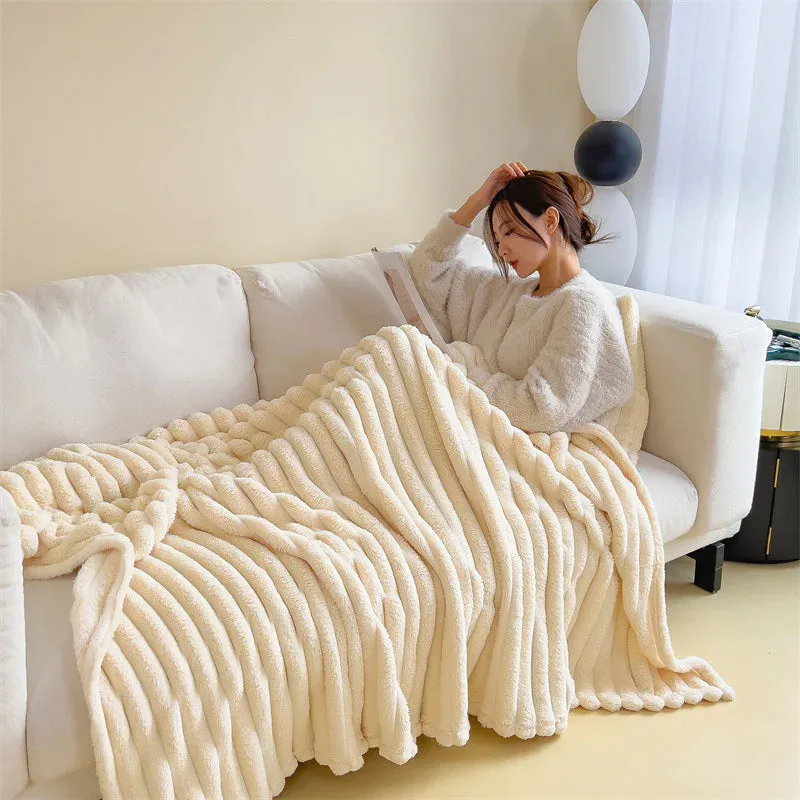 Cozy Ribbed Throw Blanket