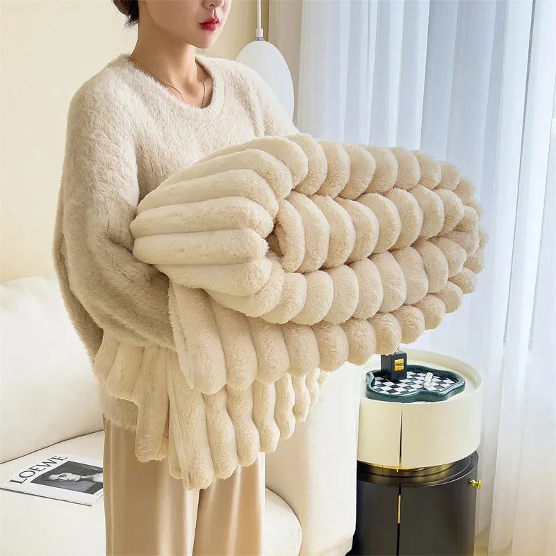 Cozy Ribbed Throw Blanket