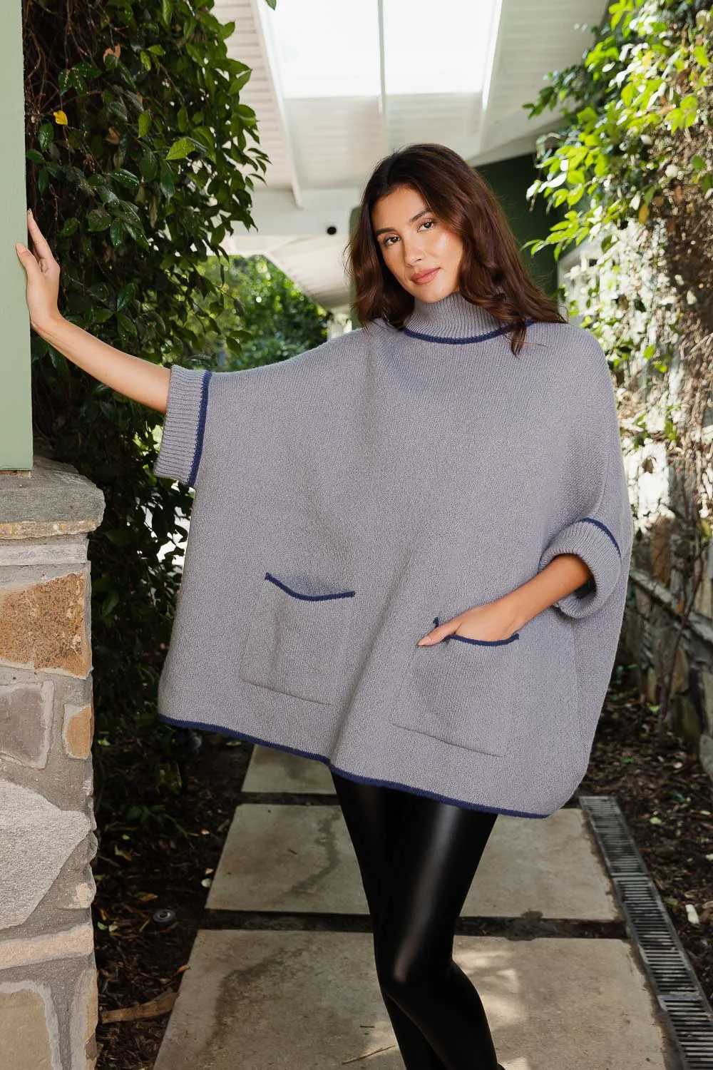 CozyCove Turtle Neck Poncho with Easy Sleeves