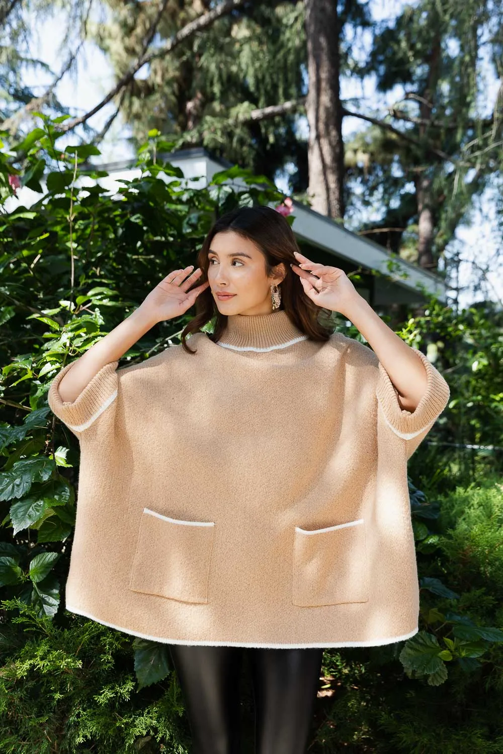 CozyCove Turtle Neck Poncho with Easy Sleeves