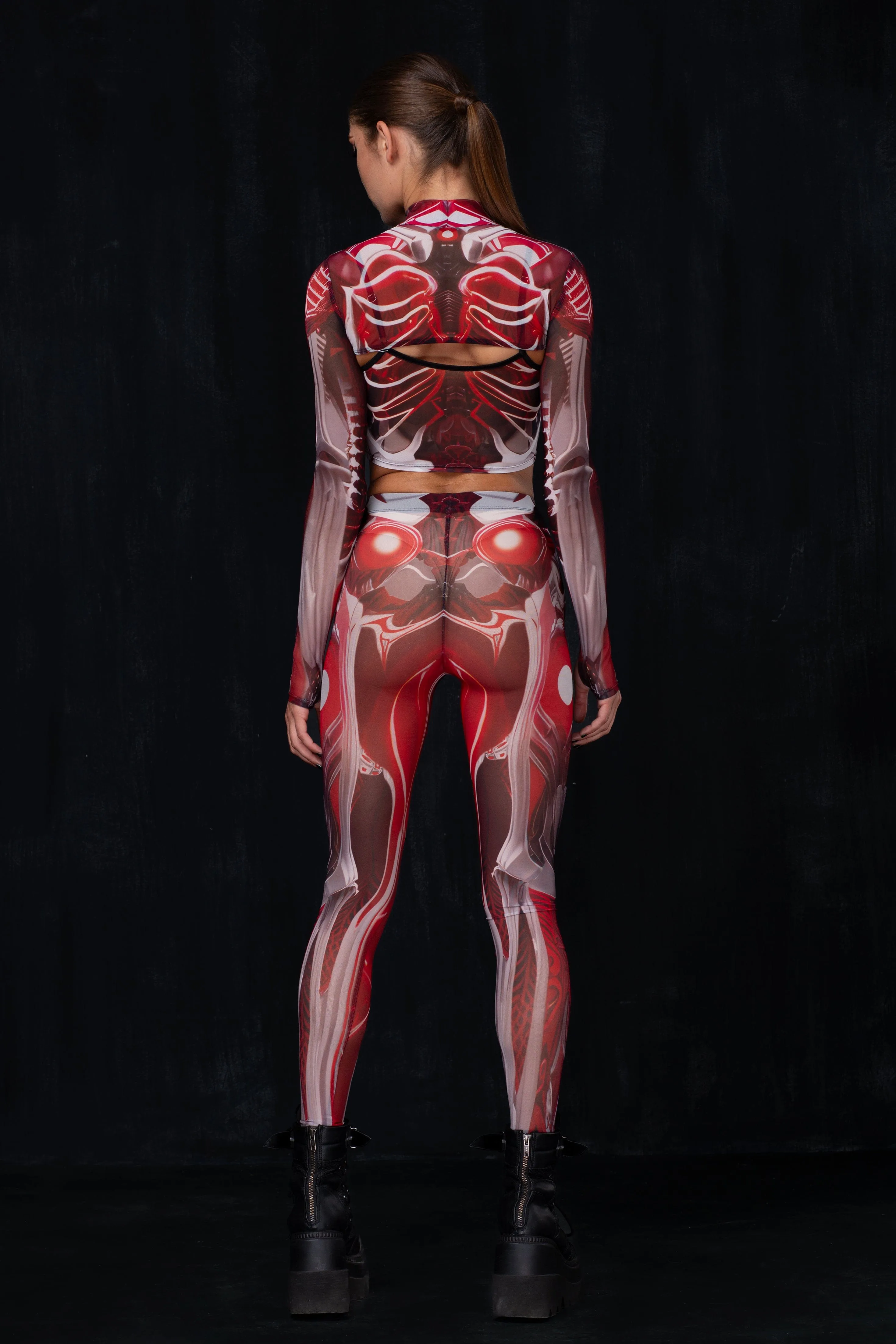 Crimson Skeleton Mesh Leggings