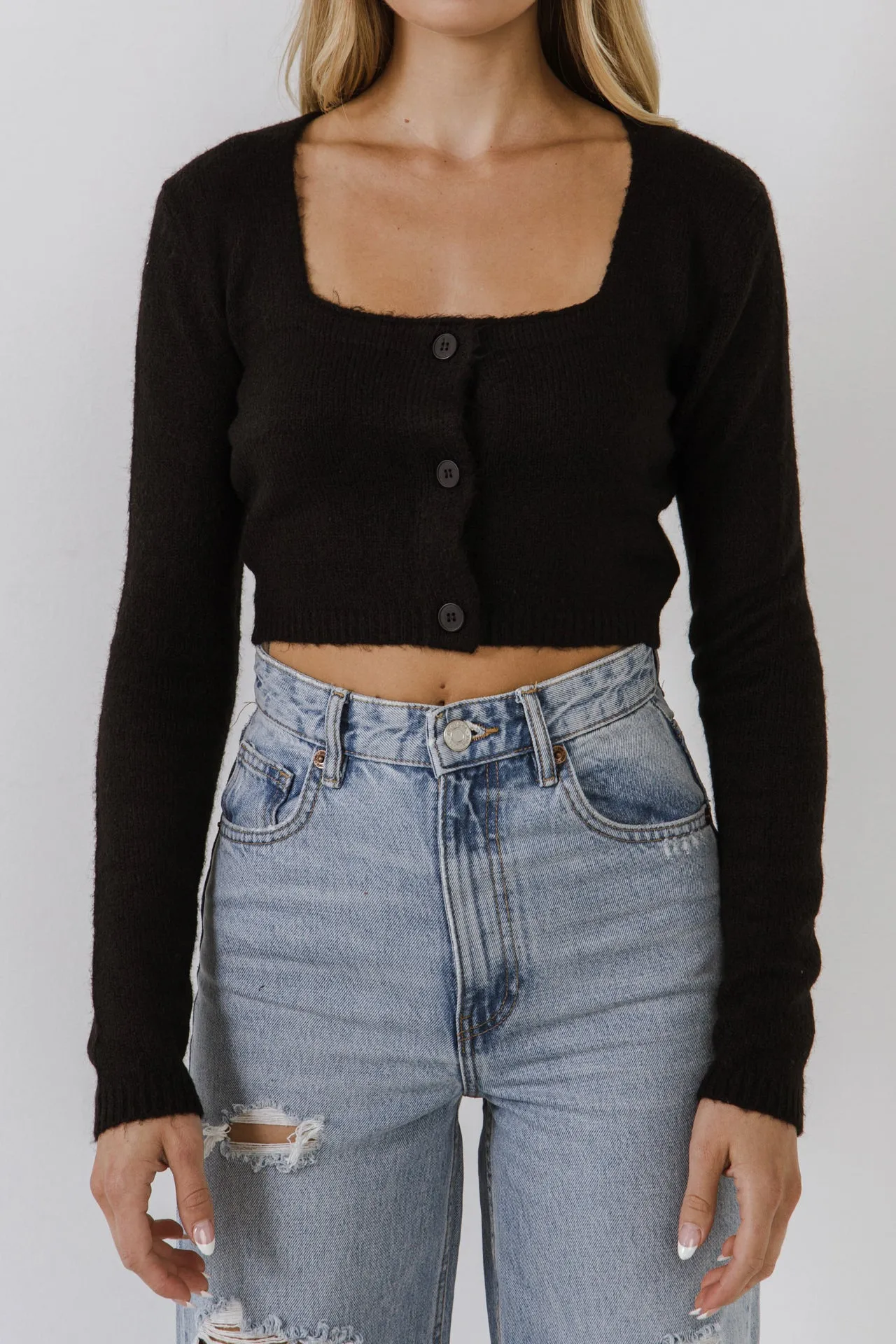 Cropped Knit Cardigan