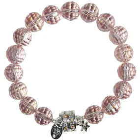 Crystal Queen Beaded Magnetic Bracelet (Sterling Silvertone/Pixie Pink AB)