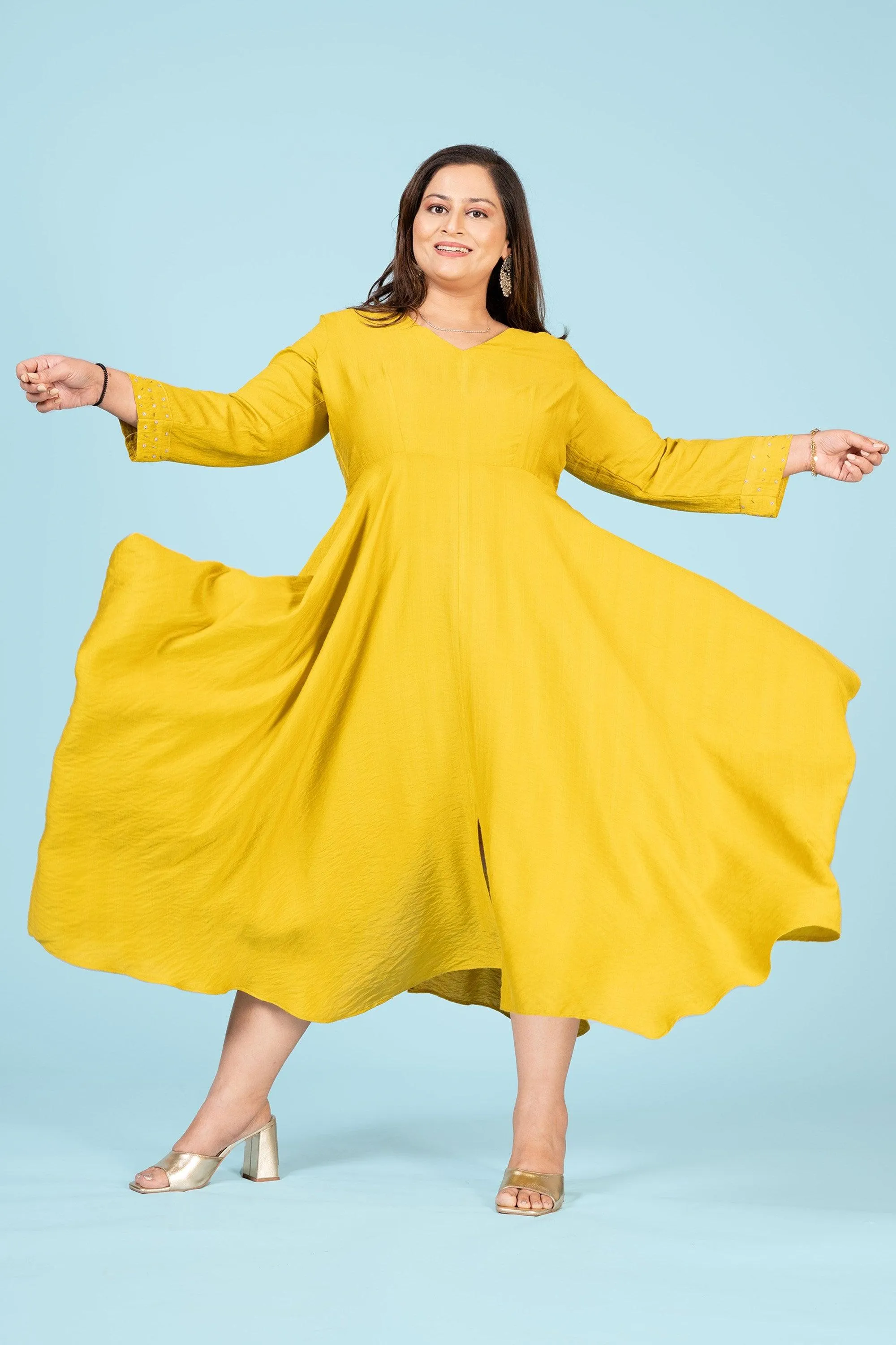 Curvy Lane Women Plus Size V Neck Cowl Styled Dress