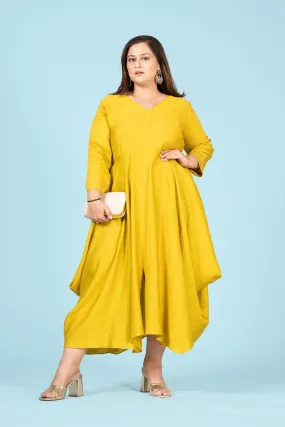 Curvy Lane Women Plus Size V Neck Cowl Styled Dress