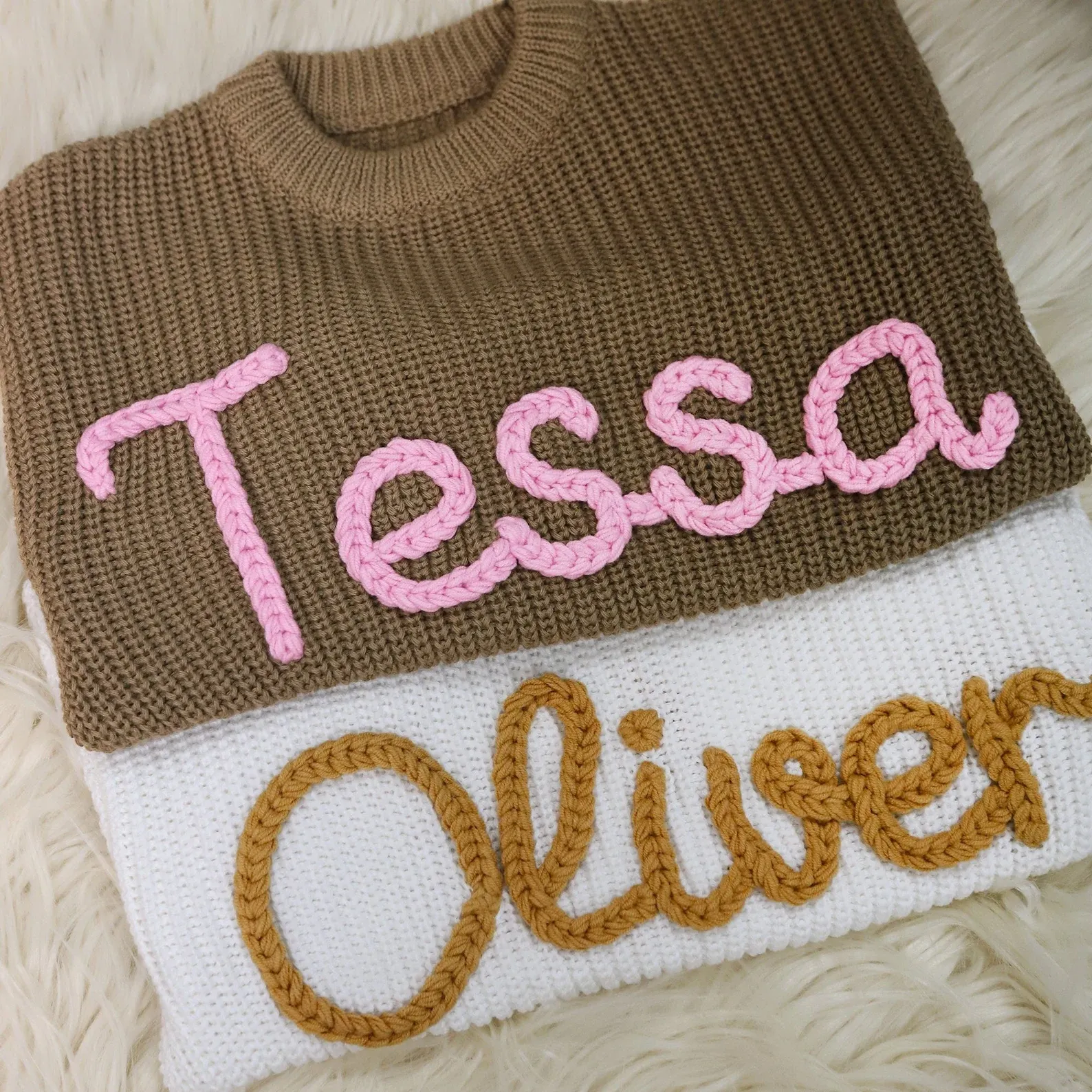 Custom Baby Name Sweater, Baby Knit Sweater, Embroidered Baby Sweatshirt KS05