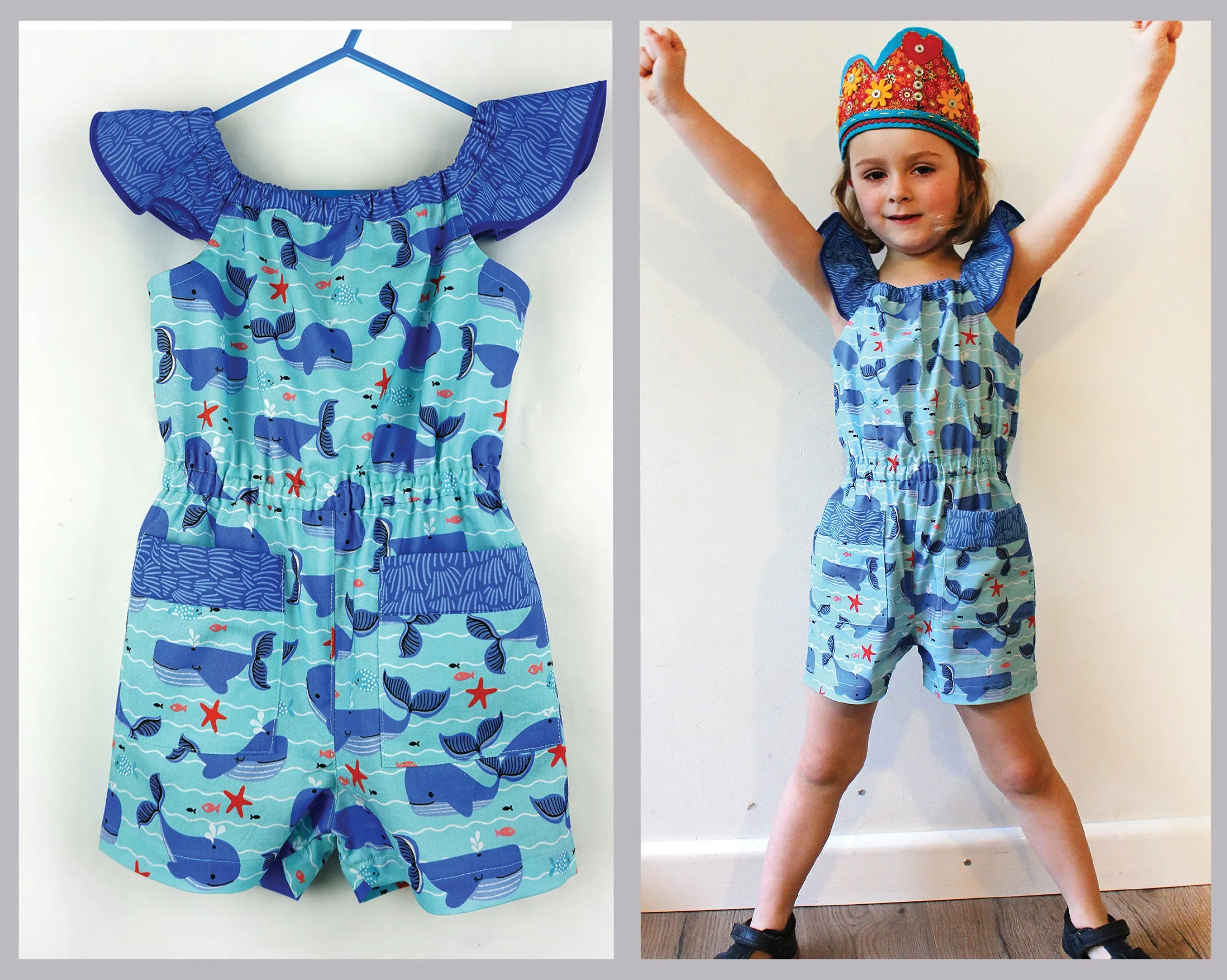 Cute and easy kids dress & romper sewing pattern Peachy Dress & Playsuit sizes 2-14 years