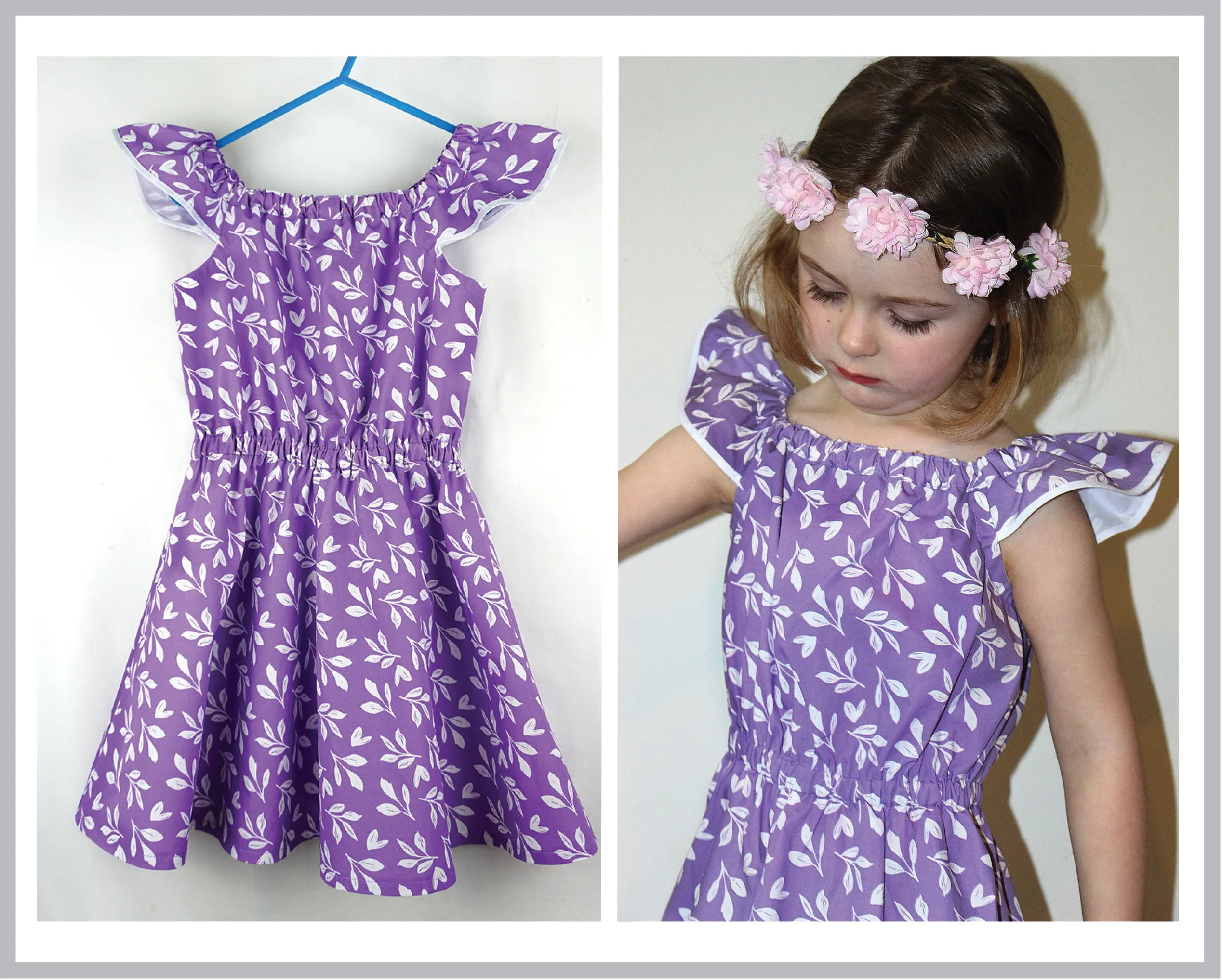 Cute and easy kids dress & romper sewing pattern Peachy Dress & Playsuit sizes 2-14 years