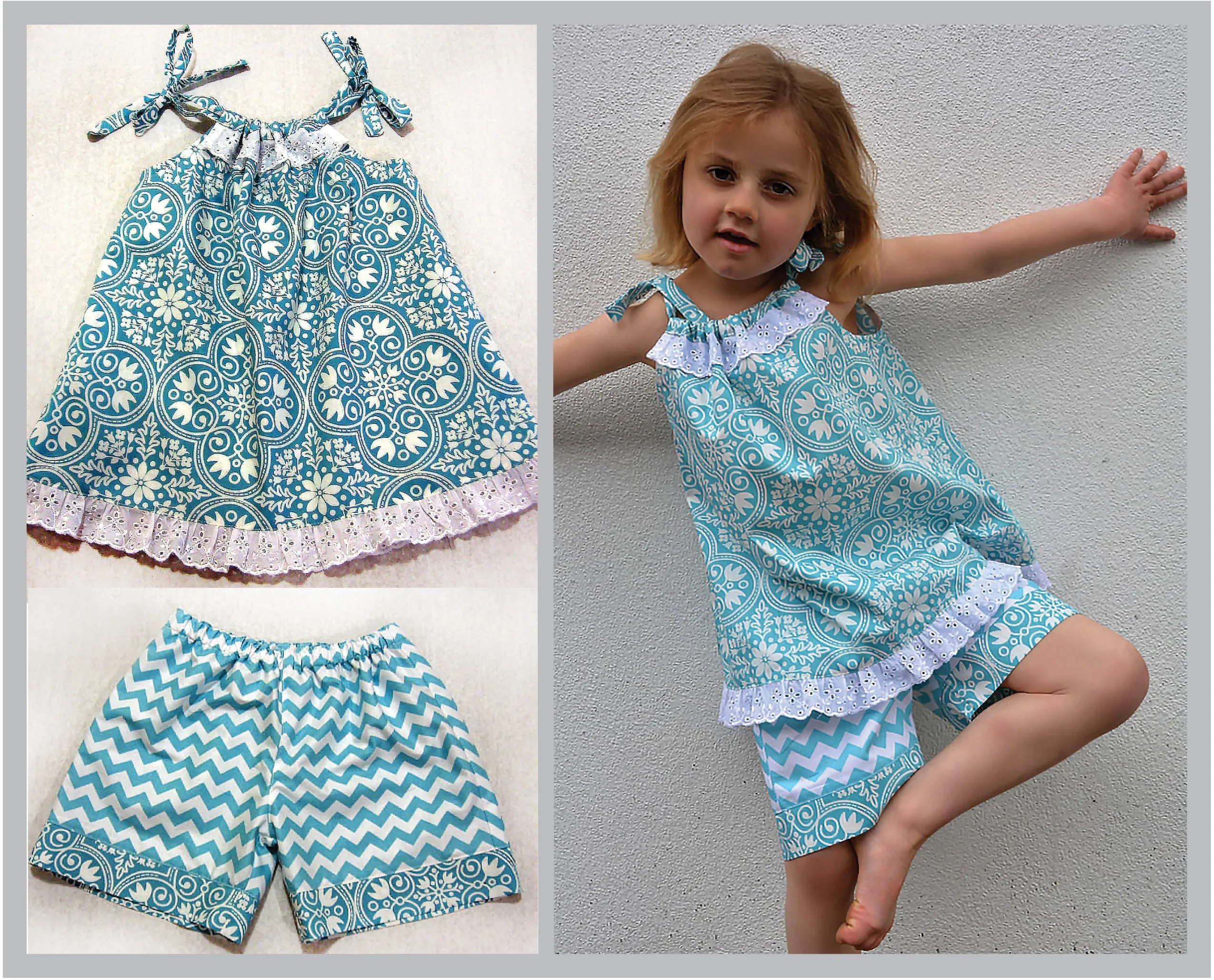 Cute and easy kids dress & romper sewing pattern Peachy Dress & Playsuit sizes 2-14 years