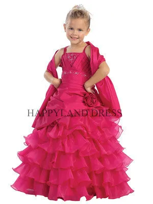 D5549 Organza Ruffle Dress (Fuchsia Only)