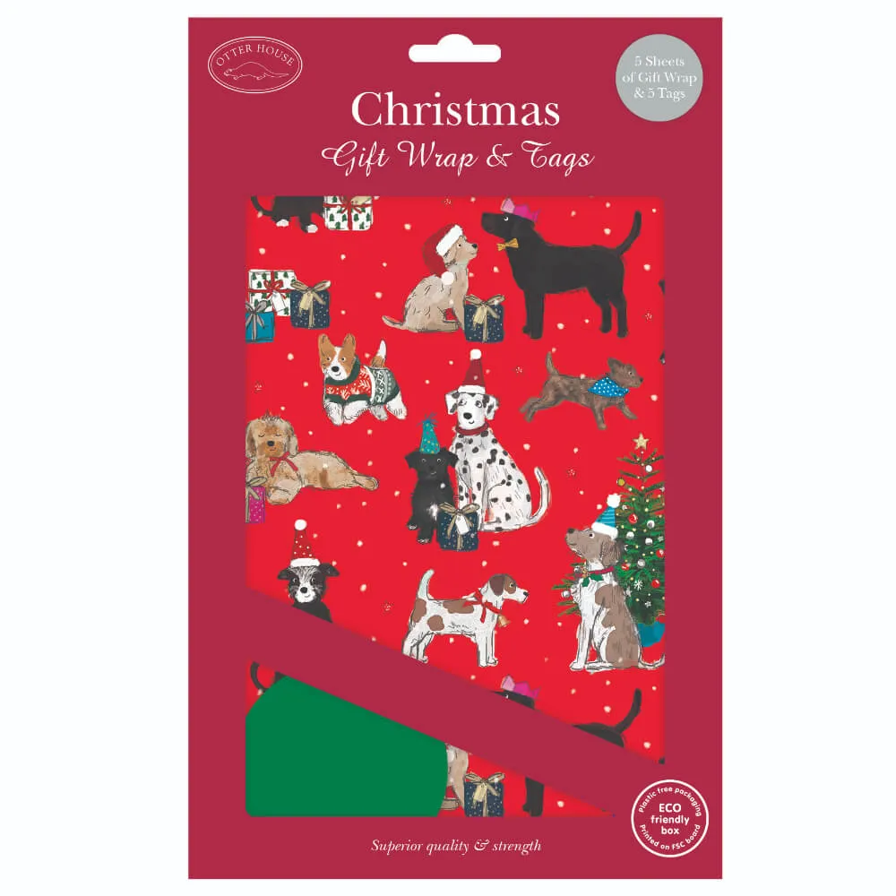 Dogs Around the Tree Wrap and Tags