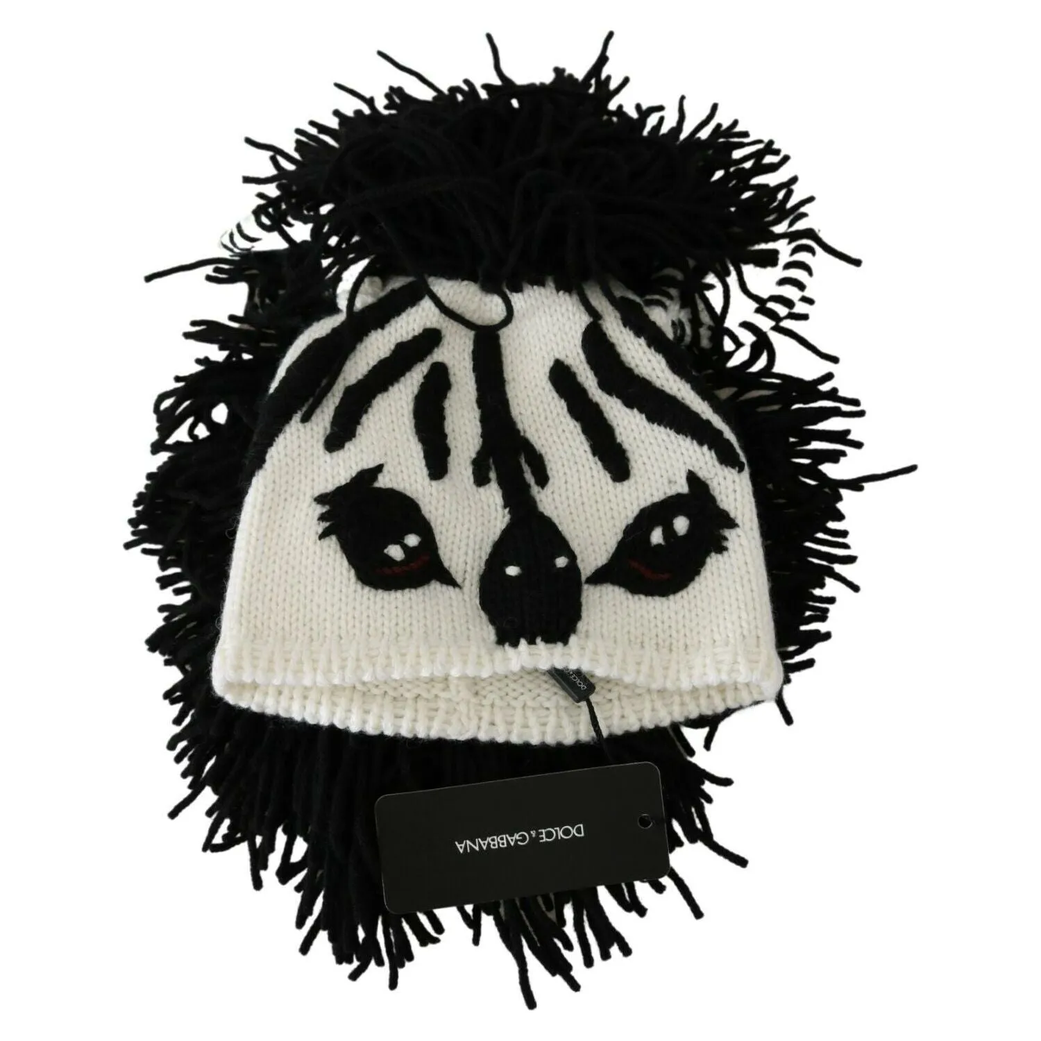 Dolce & Gabbana Black and White Knitted Cashmere Beanie