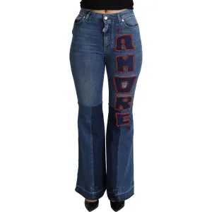 Dolce & Gabbana Elegant Boot Cut Denim Jeans with Amore Patch