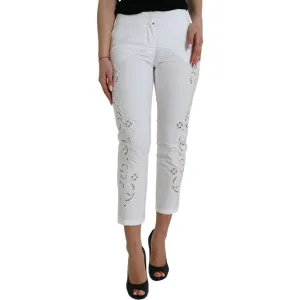 Dolce & Gabbana Elegant White Tapered Mid Waist Pants