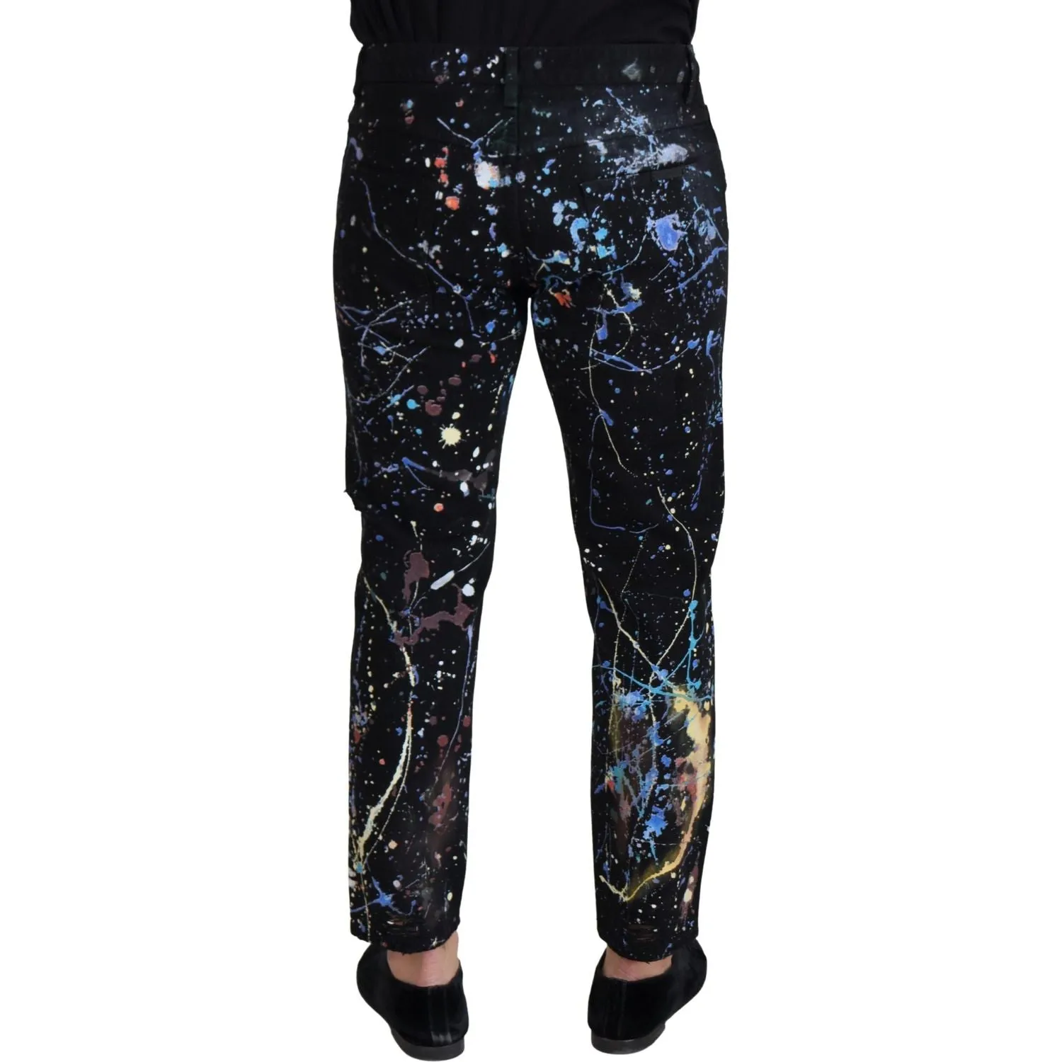 Dolce & Gabbana Exquisite Color Splash Print Denim Pants