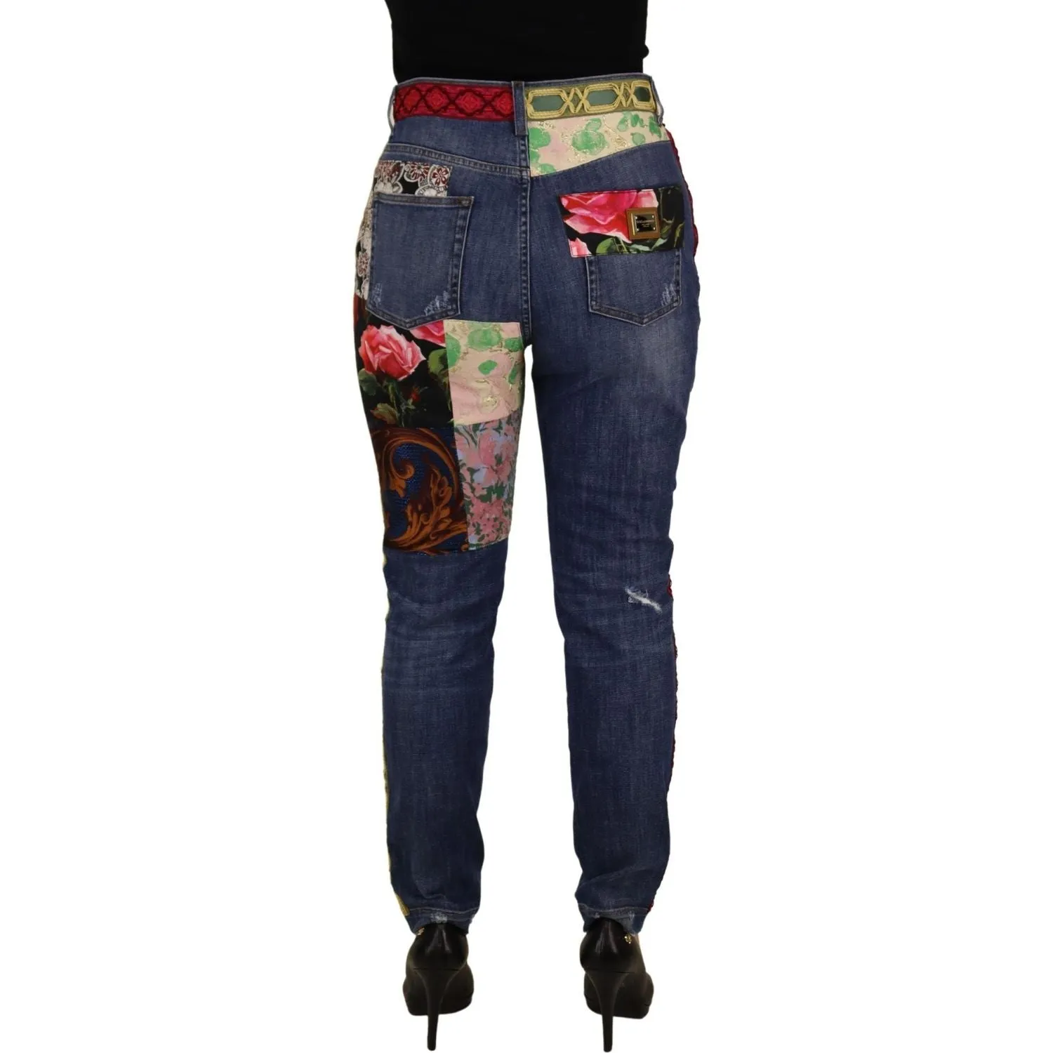 Dolce & Gabbana High Waist Patchwork Skinny Denim