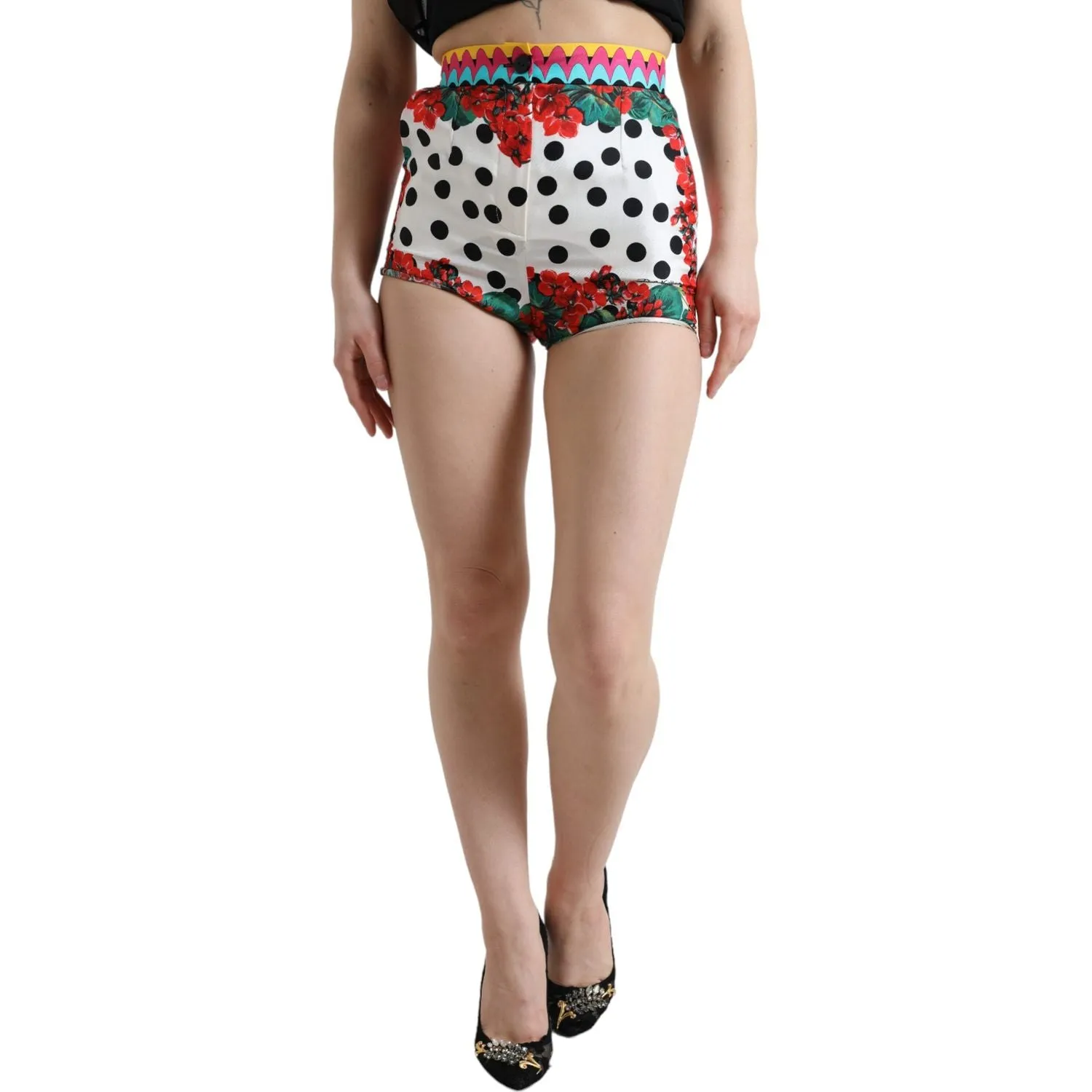 Dolce & Gabbana Multicolor Silk High Waist Hot Pants