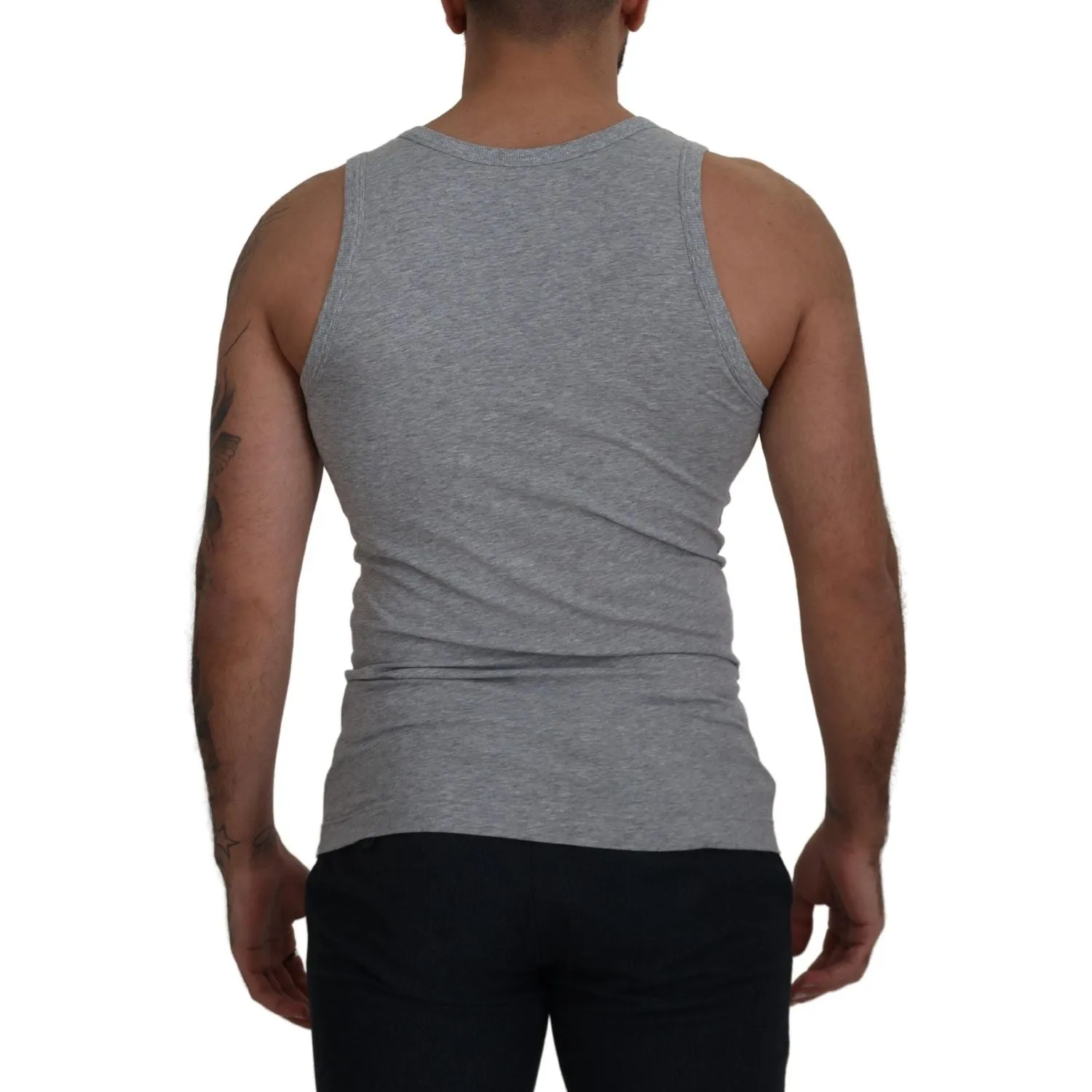 Dolce & Gabbana Sleek Sleeveless Grey Cotton Tank Top