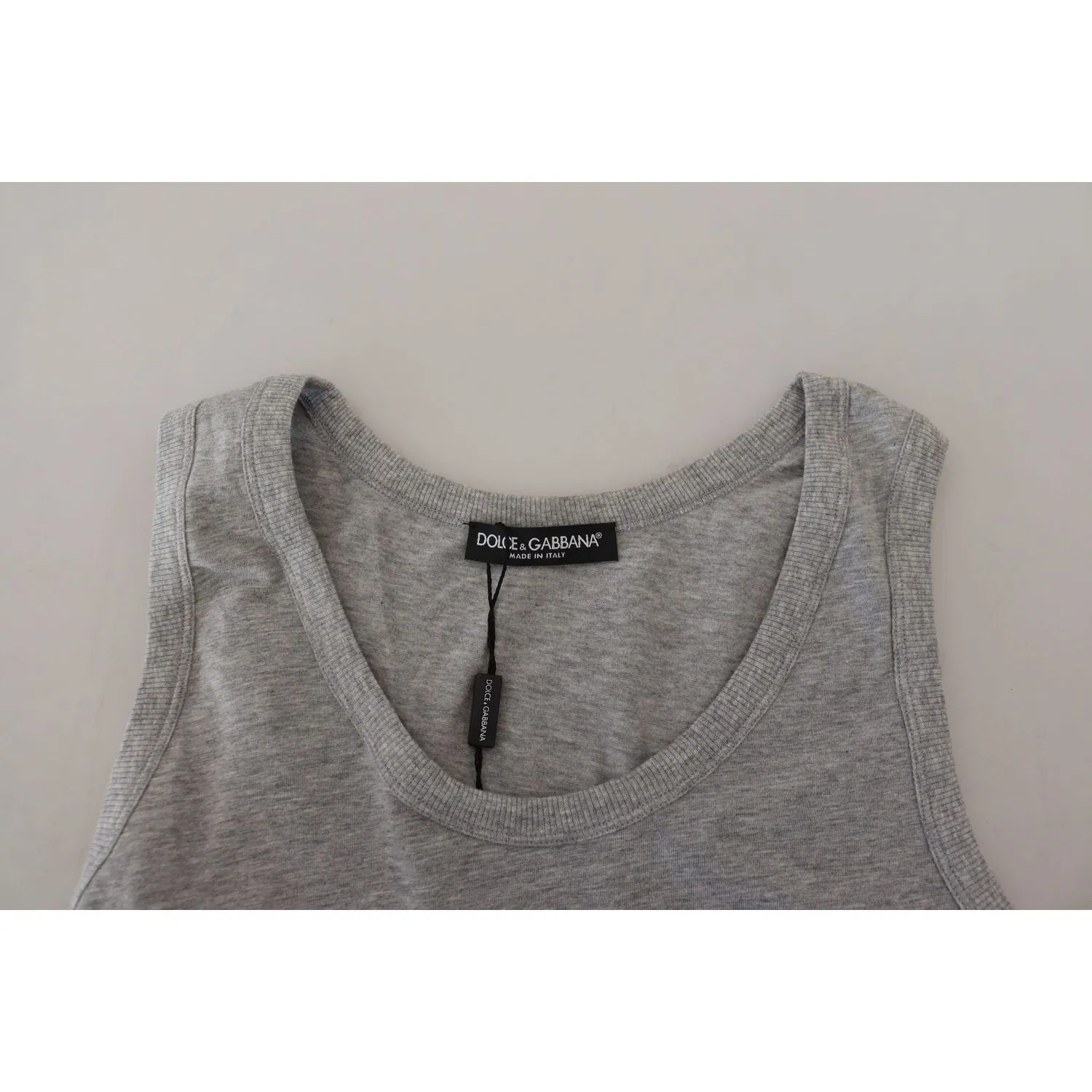 Dolce & Gabbana Sleek Sleeveless Grey Cotton Tank Top