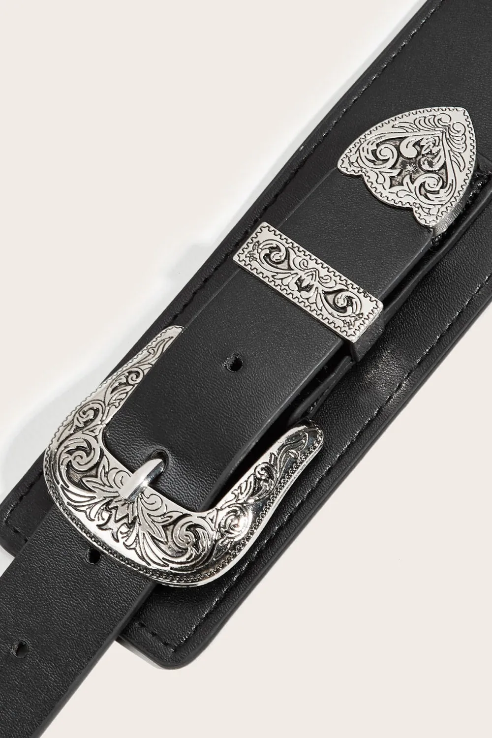 Double Buckle Black Stretch Belt!